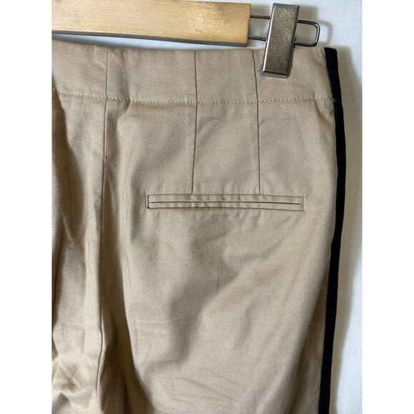Club Monaco NWOT Tan with Side Black Stripe High Rise Cropped Chino Pants Size 2 - Picture 9 of 15